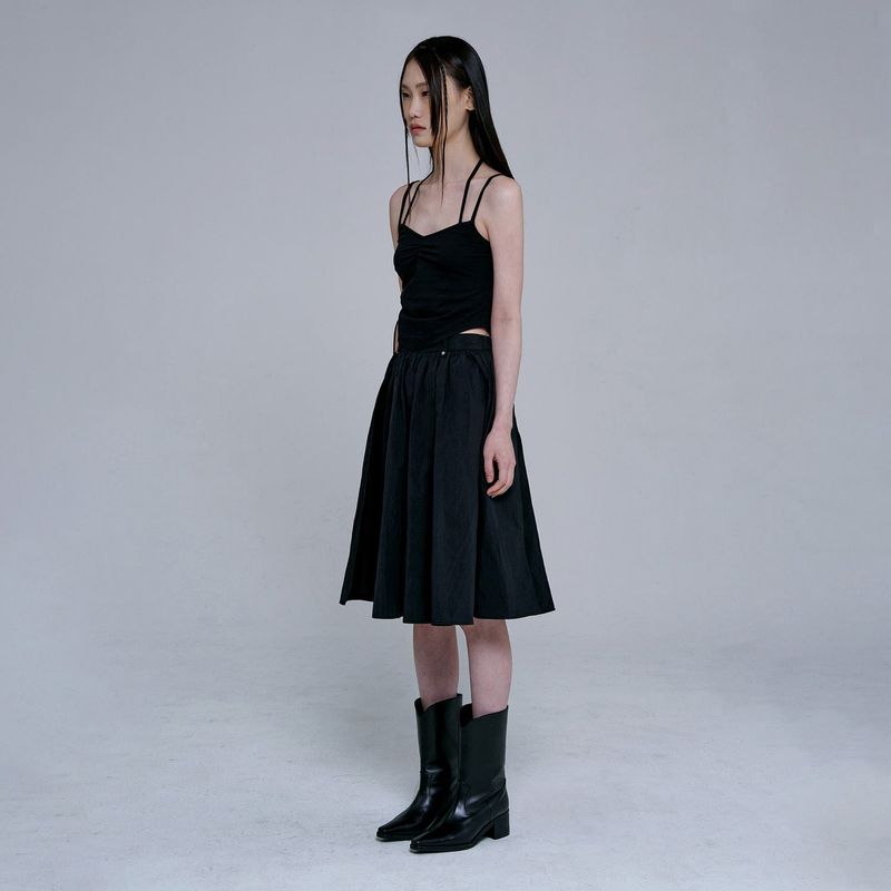 SLIT MIDI SKIRT(BLACK)