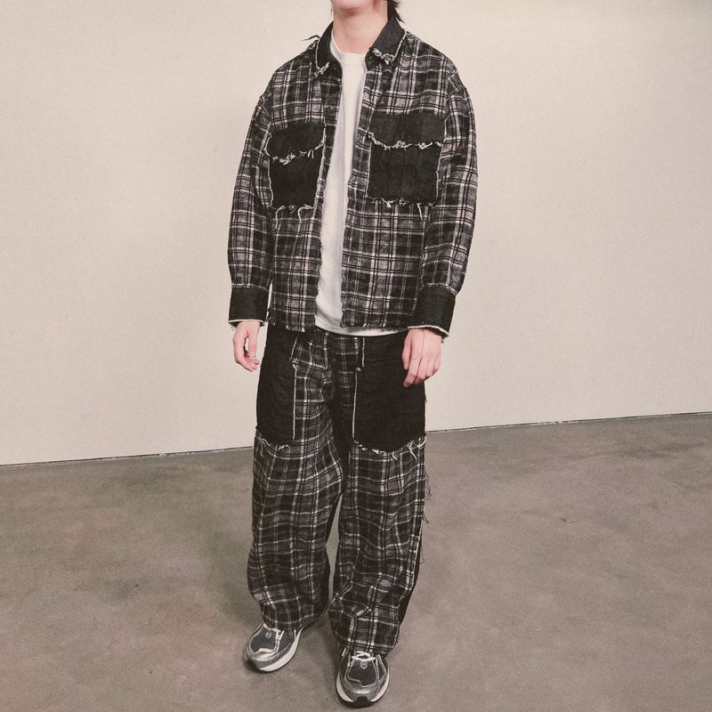 grunge burner check pants_black