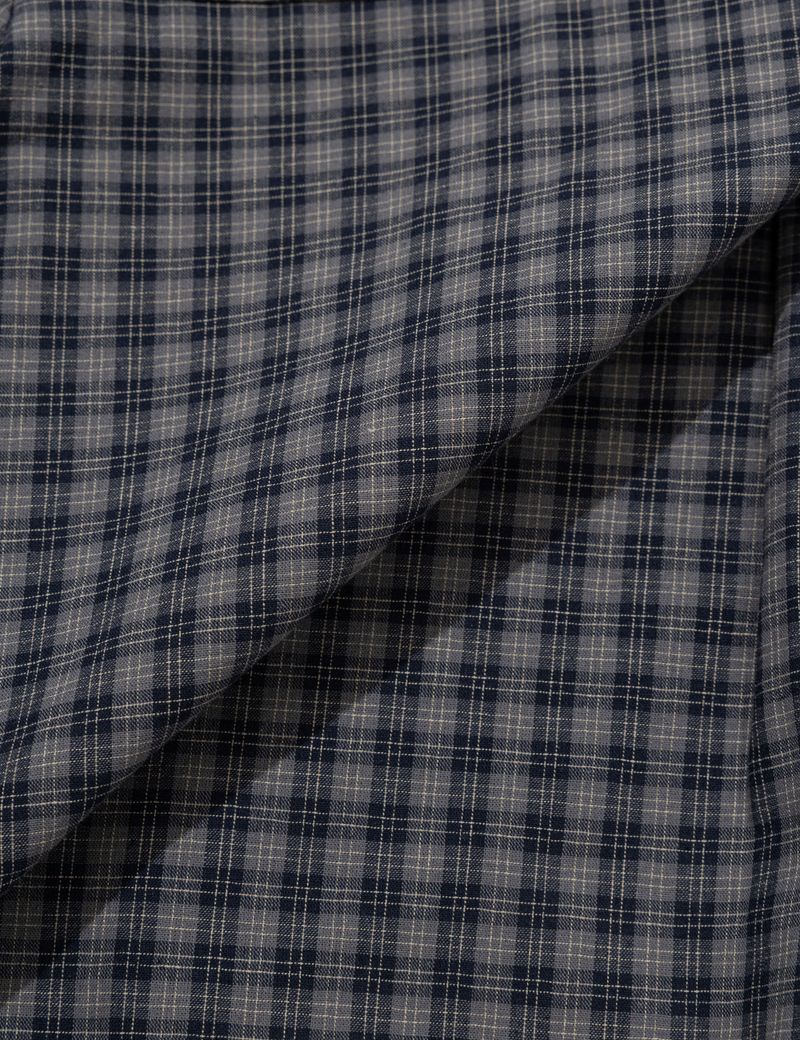 CHECKERED DOUBLE BLOUSE(NAVY)