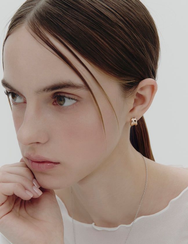 26SS★ Subni Flow Silver One-Touch Earrings S