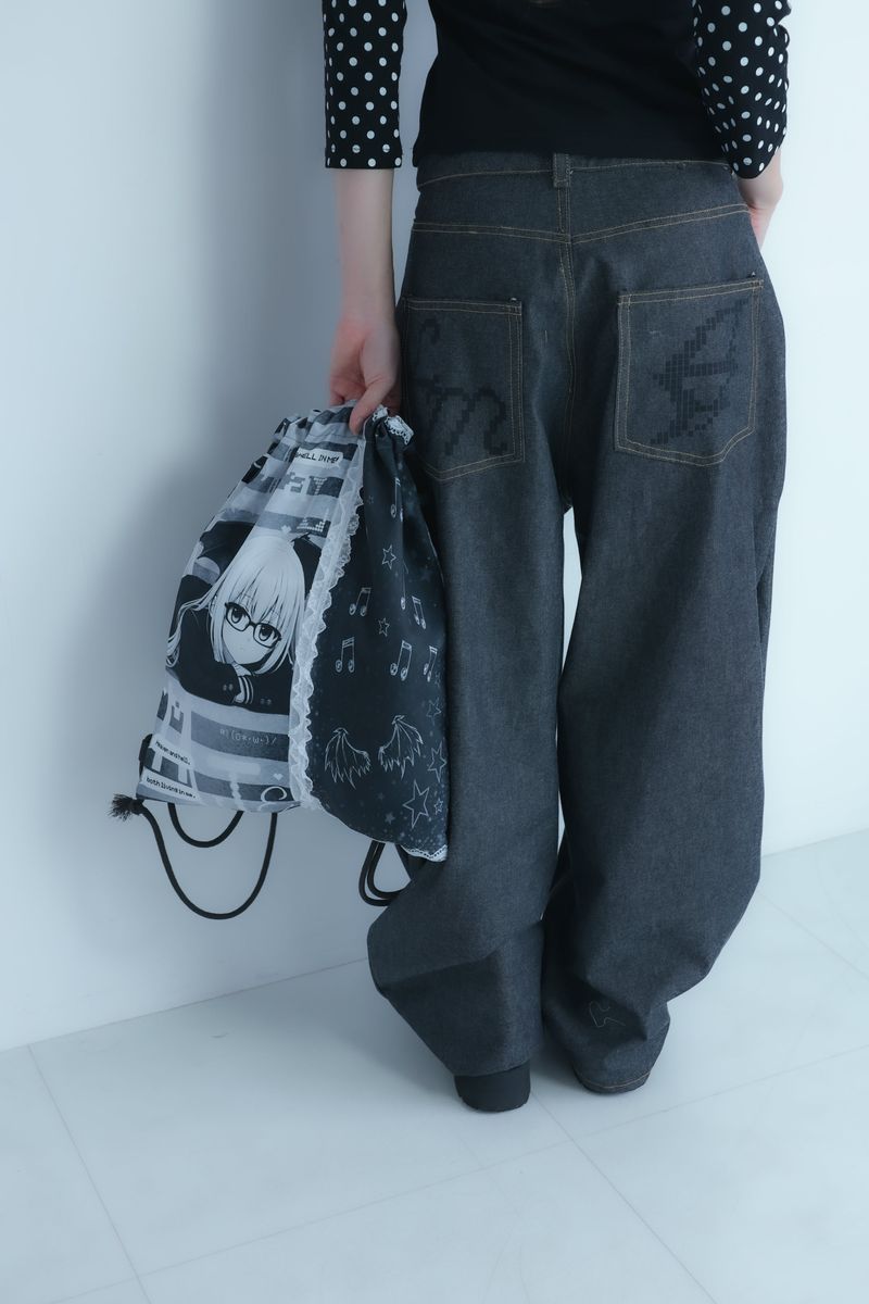 3Dpixel print denim(black)