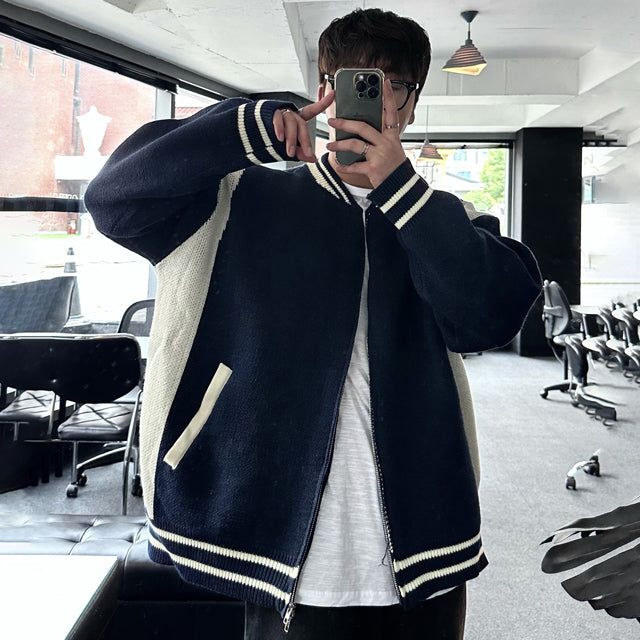  banger twoway baseball knit zip up