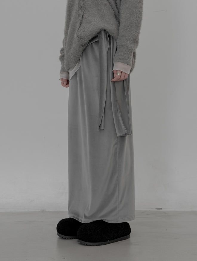 Velour Knot Maxi Long Skirt
