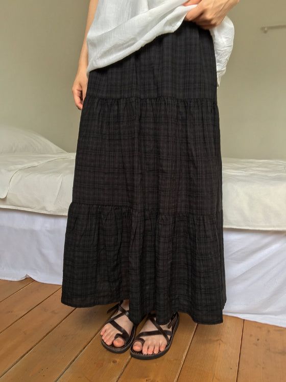 BAON（バオン）の「Konomi Check Banding Long Skirt（Skirts）」