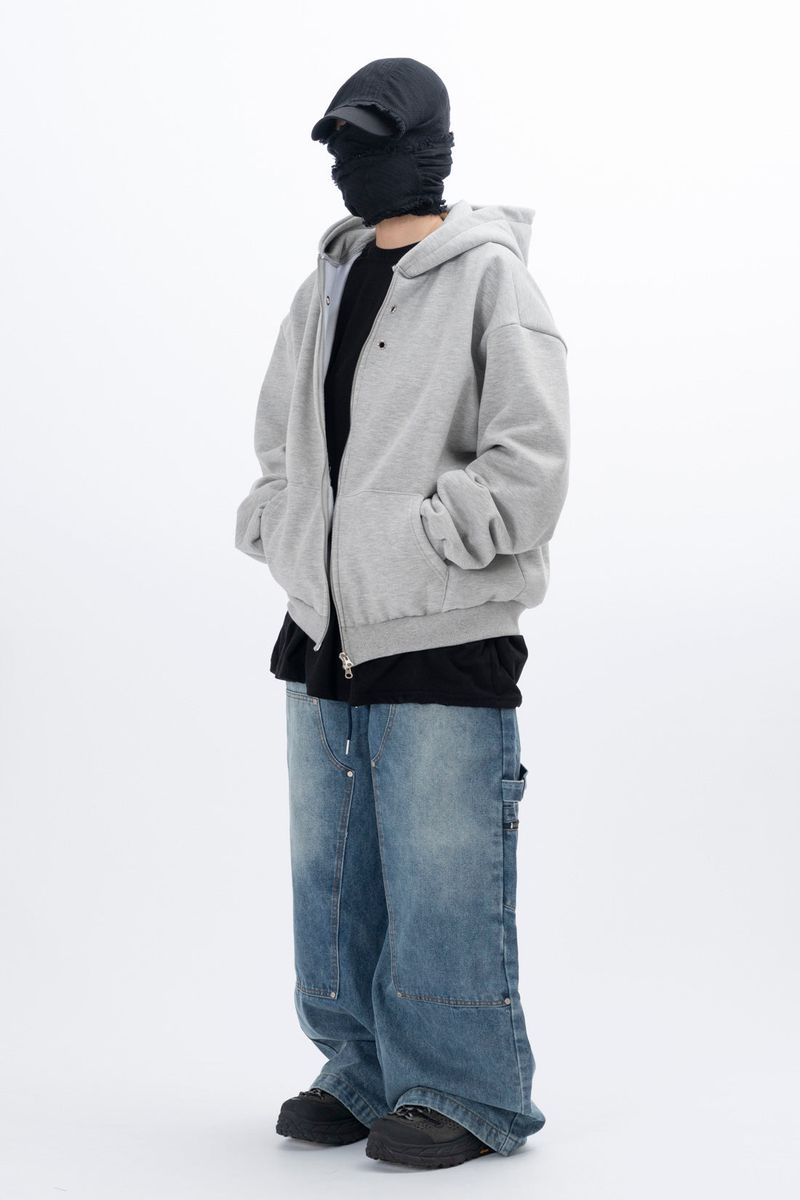 Eyelet Fleece Hooded Zip Up