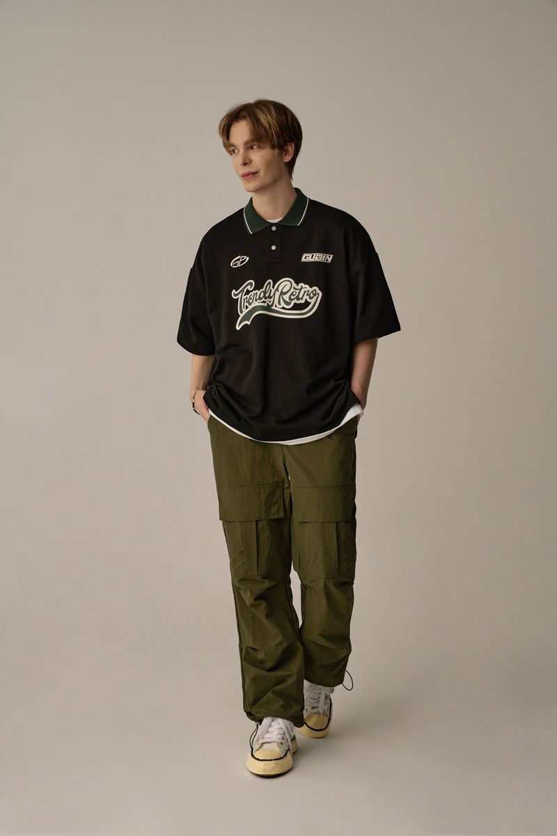 FRONT POCKET NYLON CARGO PANTS(KHAKI)