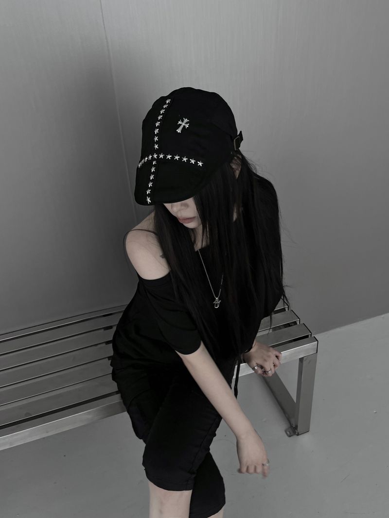 cross studded hunting cap (2color)