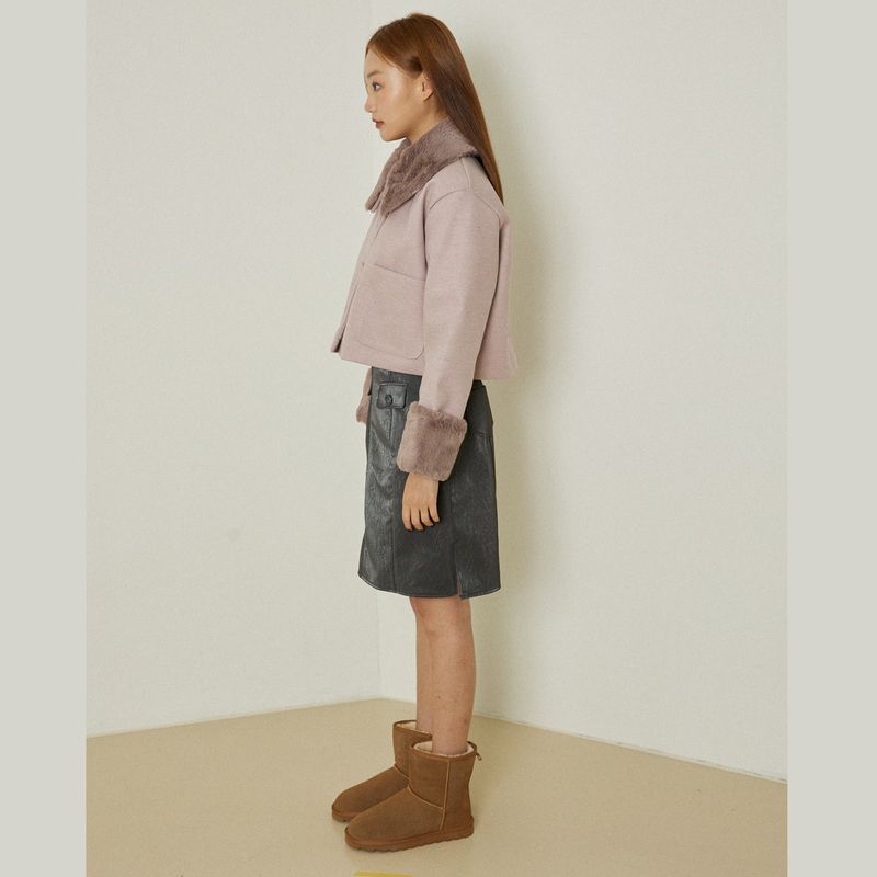 Posh short coat (pink gray)