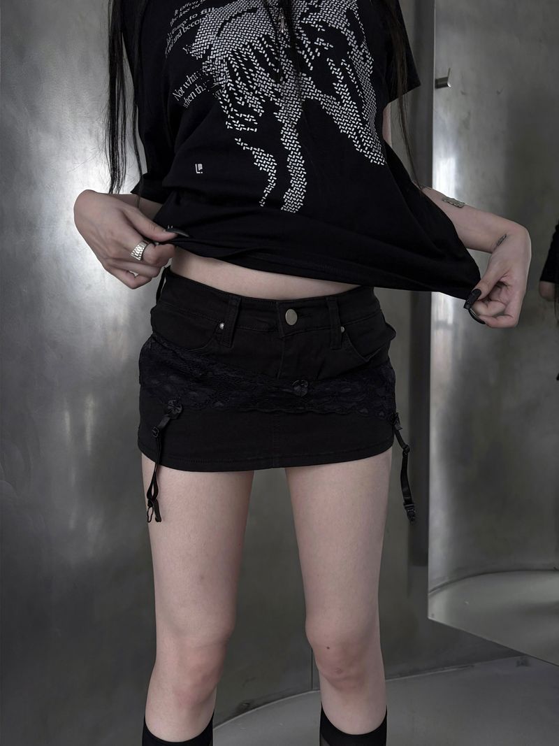 black studded skirt pants