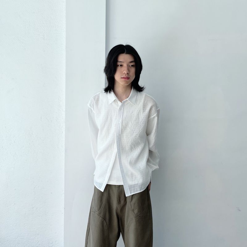 Japanese Clean Fit Refreshing Textured Solid Light Shirt