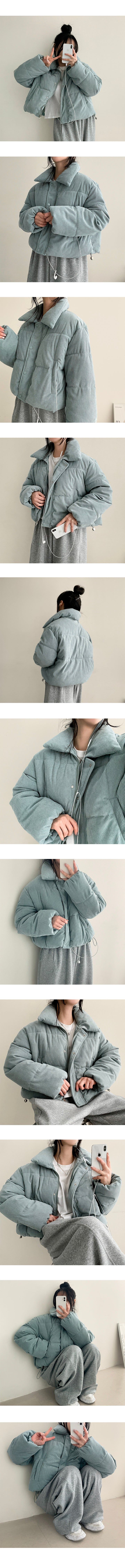 Belnun collar corduroy short padded jacket