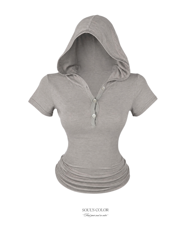 Bunny button hoodie top (4color)