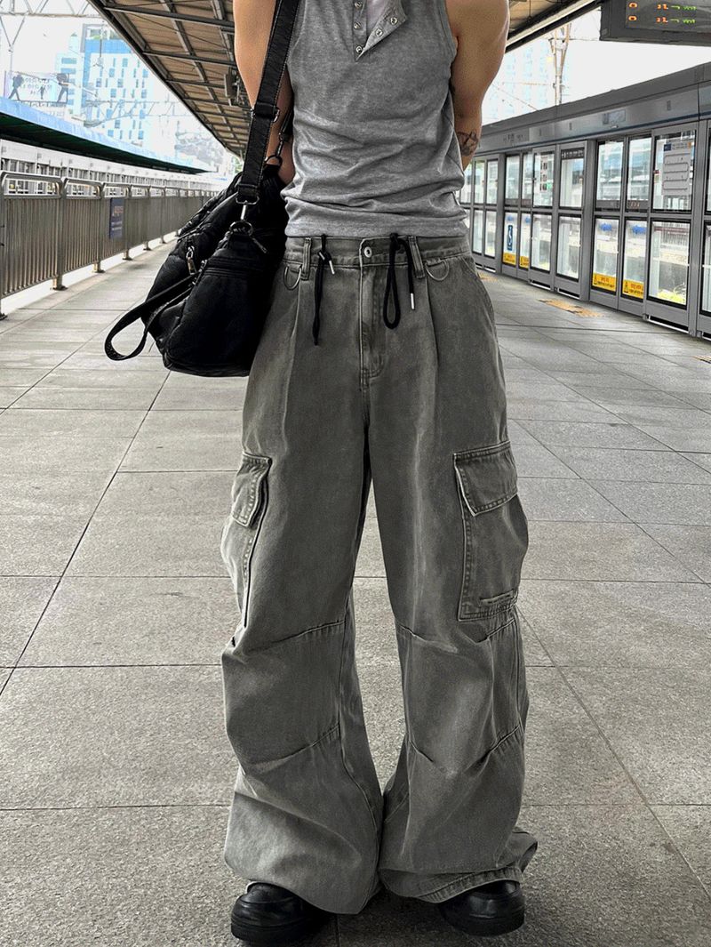 Pinter Aesthetic Raw Denim Keyring Cargo Pants
