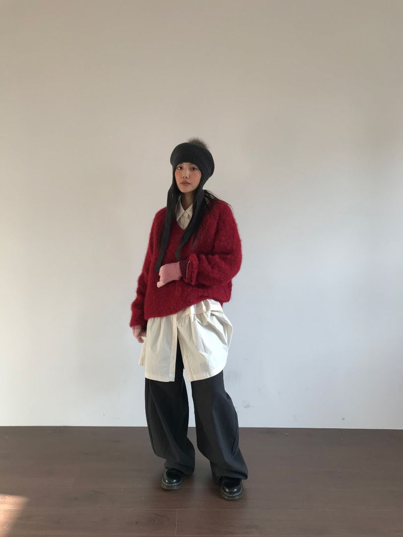 Pom-pom knit beret (3color)