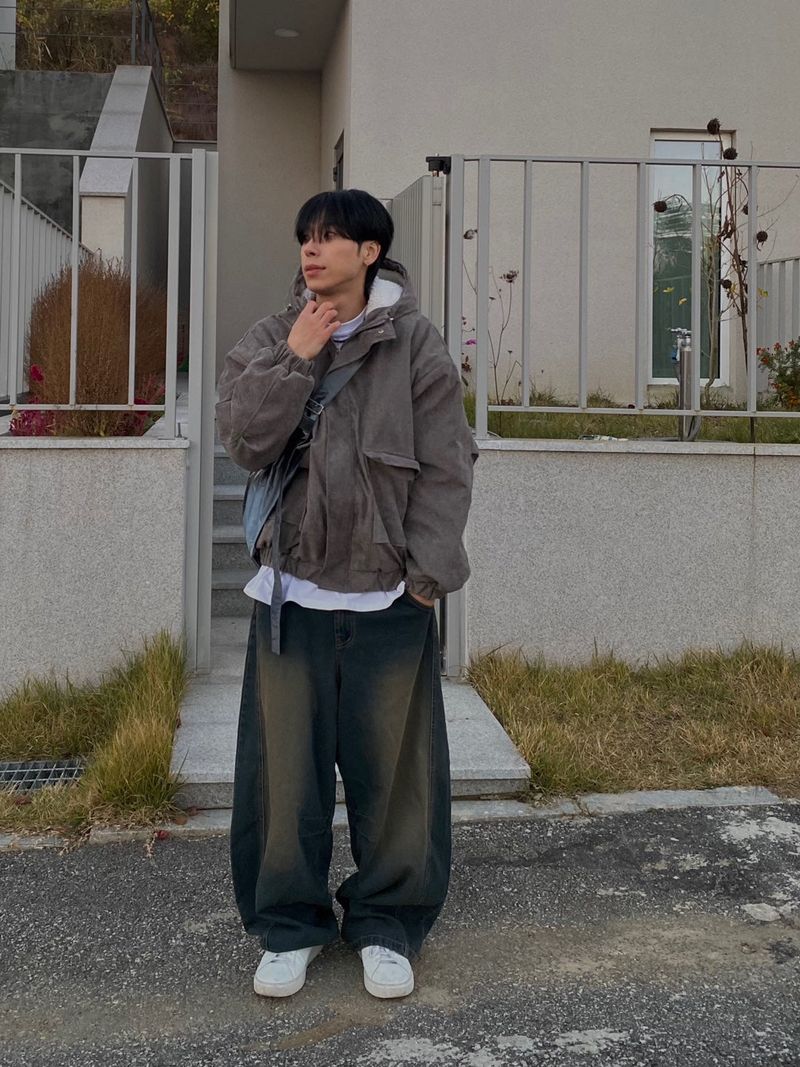 Mud Washing balloon denim pants