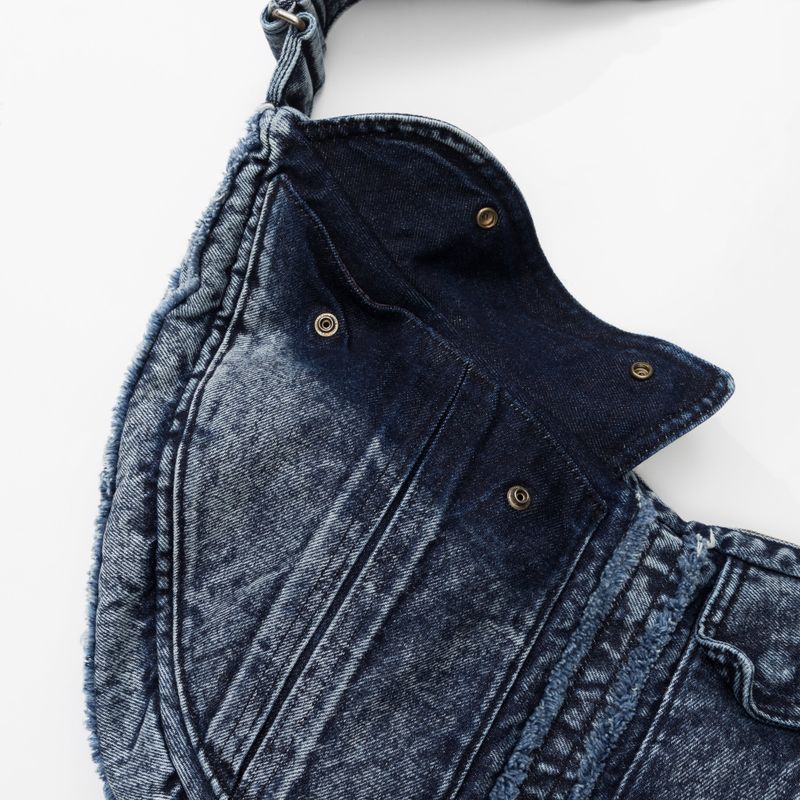 Washed Denim Shoulder Bag (Blue)