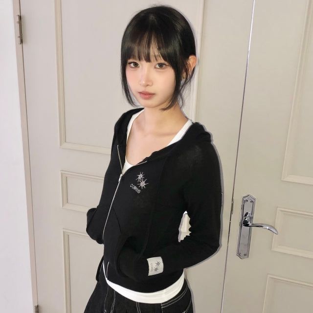 GLEN CROP HOOD ZIP-UP (2COLOR)