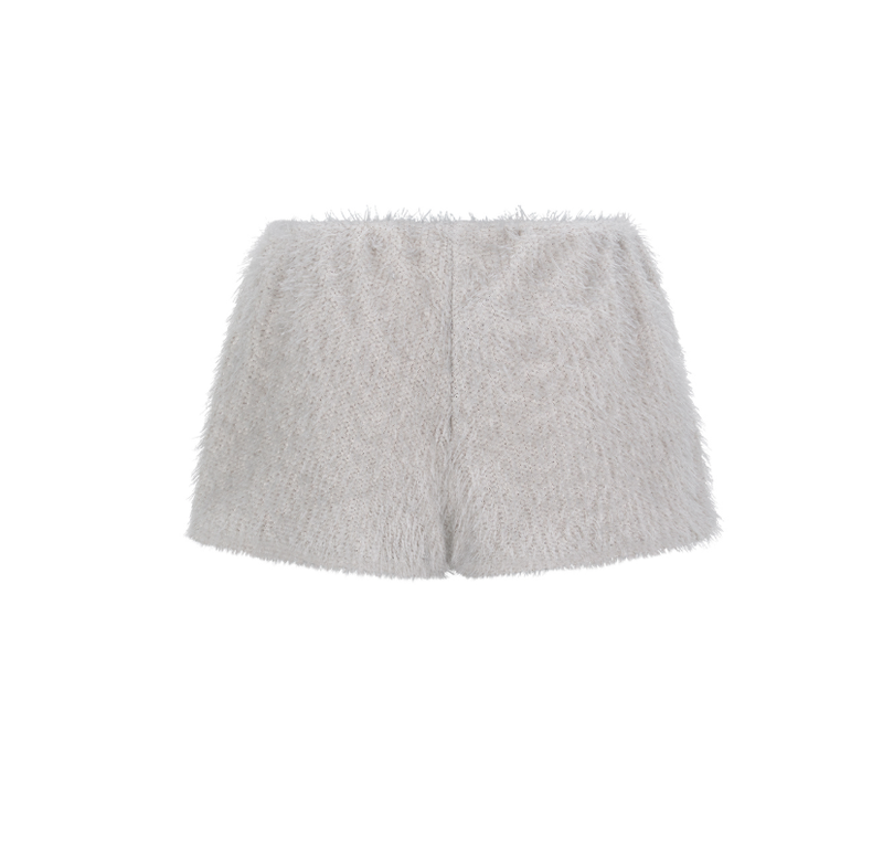 [mnem] Soft Fur Mini Shorts (gray)