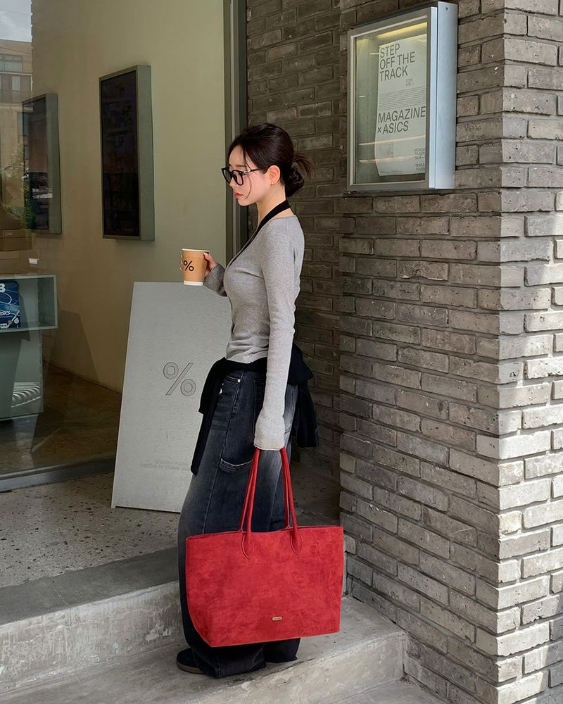 [MADE] Salmon suede tote bag