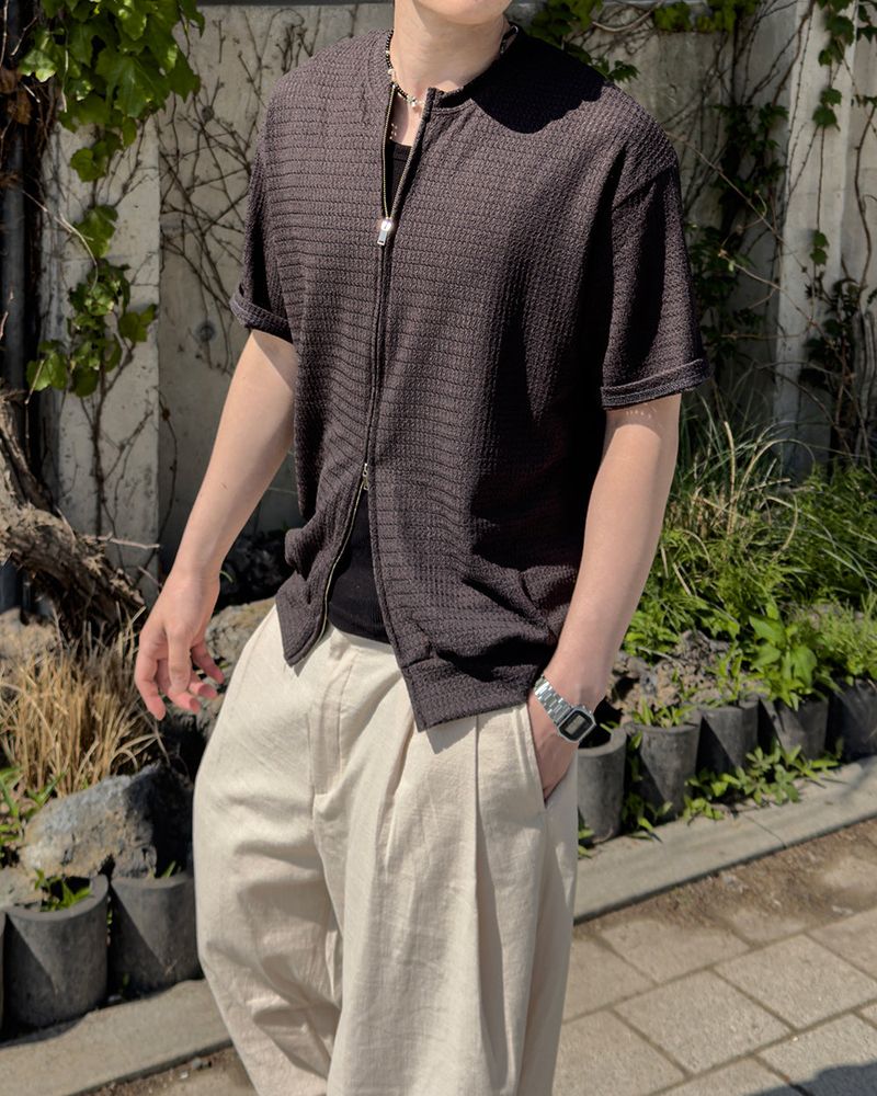 Rell Short Sleeve Knit Zip-Up