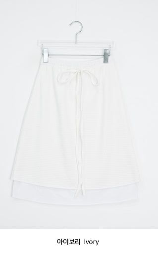 Haya Embossed Floral Layered Banding Midi Skirt