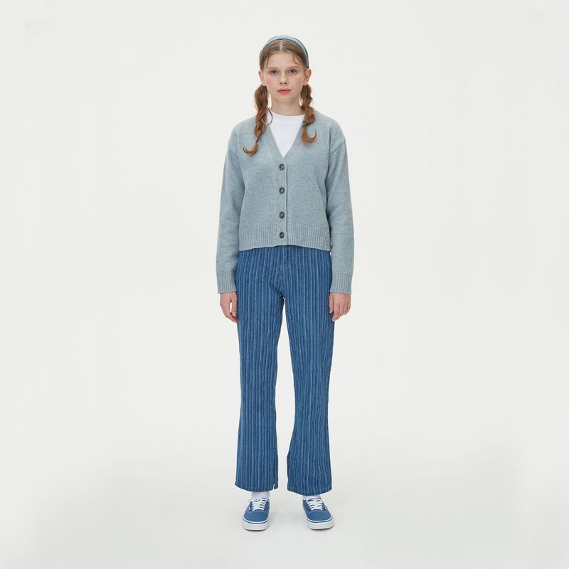WOOL CROP KNIT CARDIGAN_BLUE