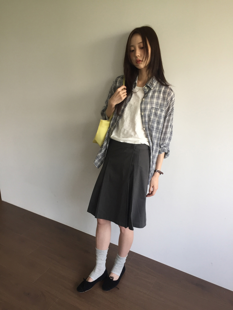 Fold wrap midi skirt (2color)