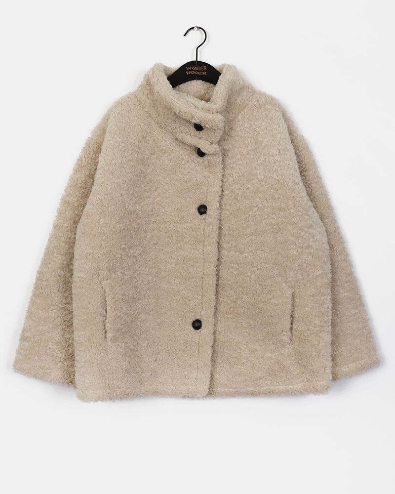 Hafe Wool Suede Button Half Coat Fur Jacket