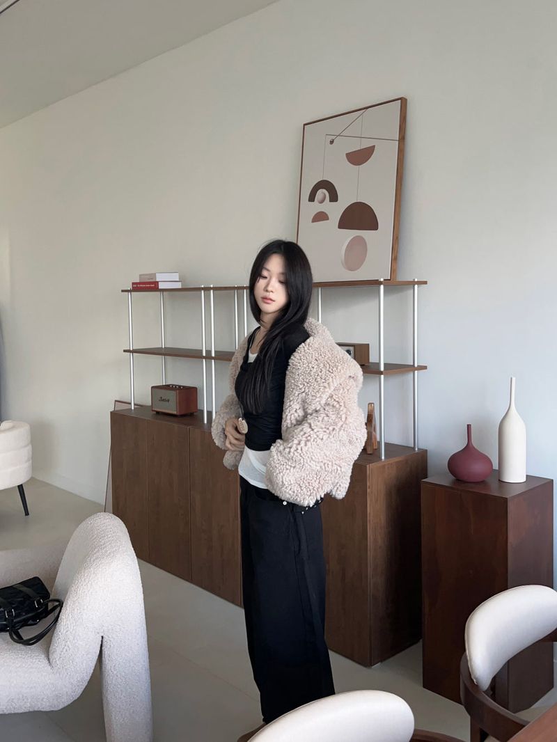 Teddy Hug Fuzzy High Neck Fur Jacket