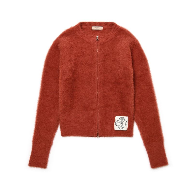 [LINE] Mohair Wool Blend Knit Zip-Up