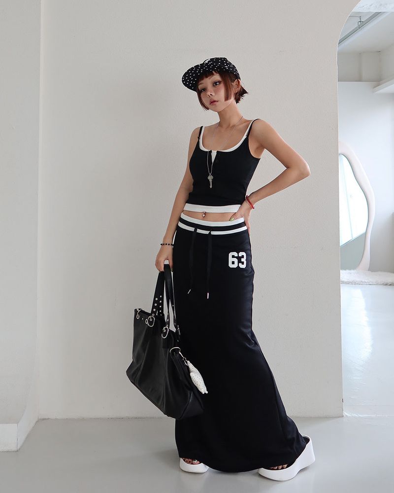 Color Layered Double Button Sleeveless