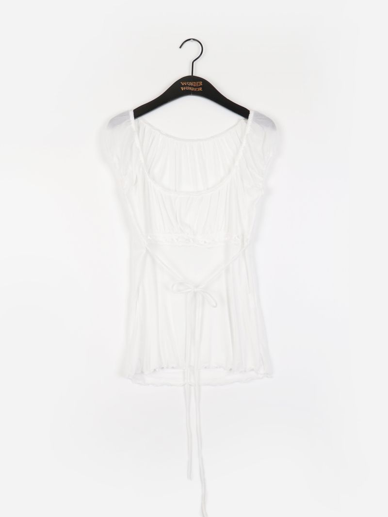 Psyche strap off-shoulder puffed blouse