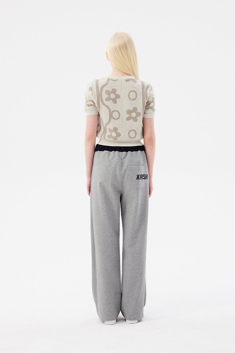 CHERRY JACQUARD PATTERN SHORT SLEEVE CARDIGAN [IVORY]