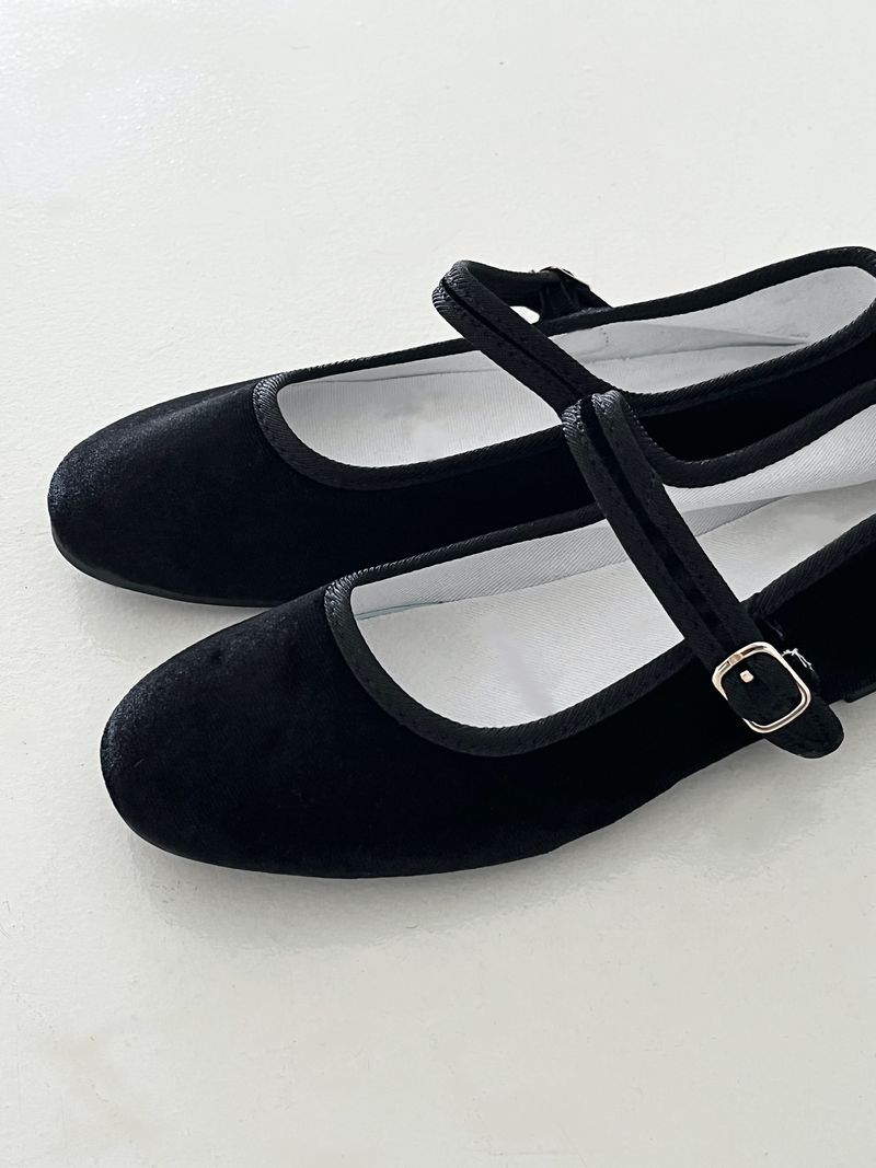 Velvet mary jane shoes