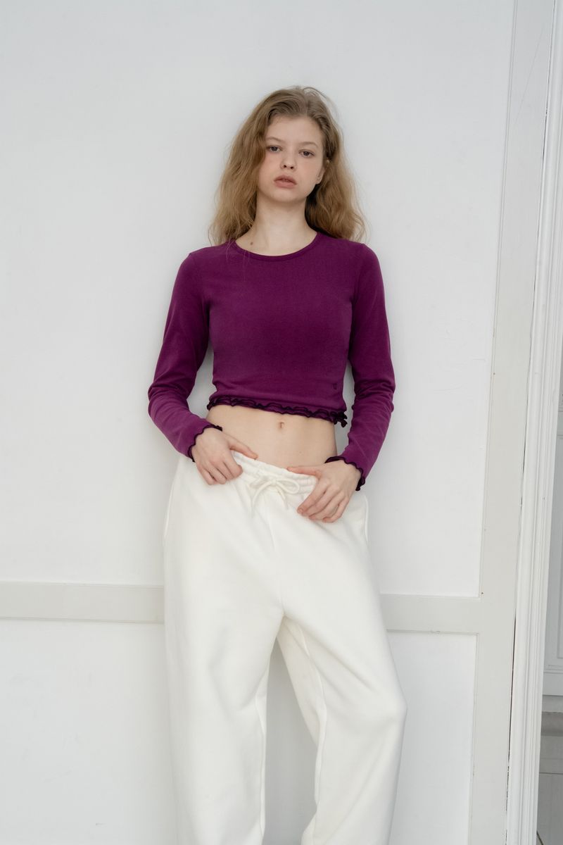 Frill crop t-shirt_purple