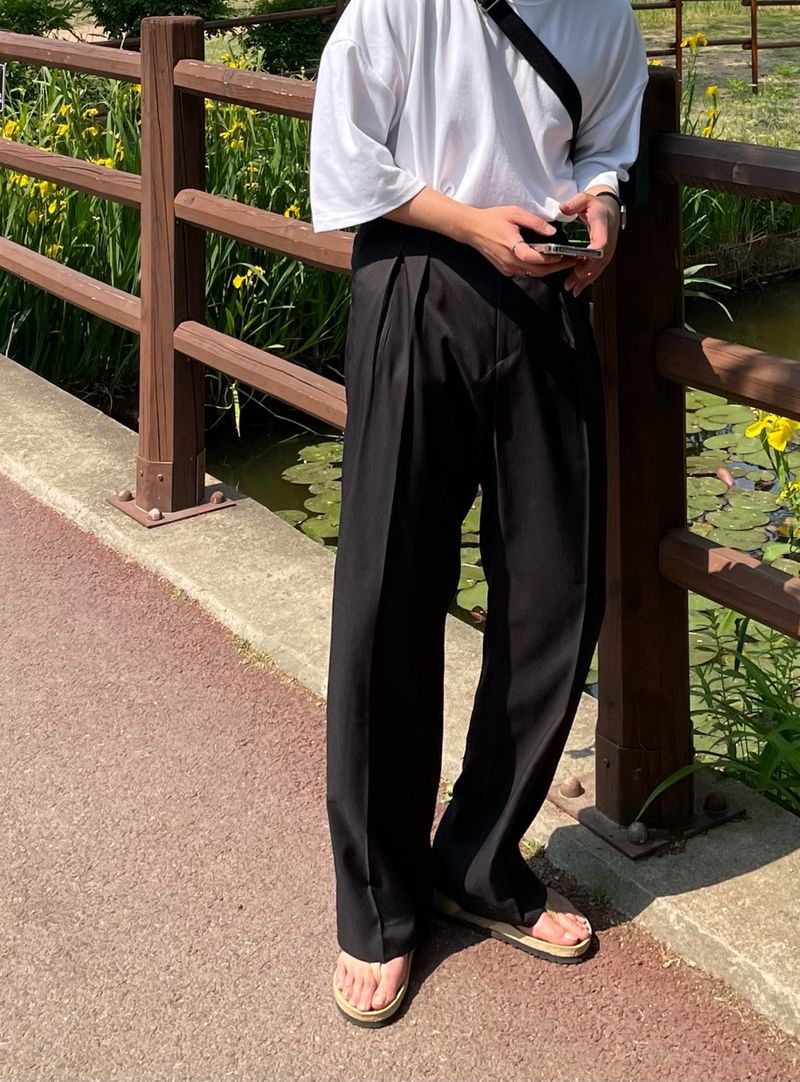  MINE MINMAL TWO TUCK WIDE SLACKS(3COLOR)
