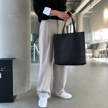 Deface Front Turtle Back Banding Wide Slacks