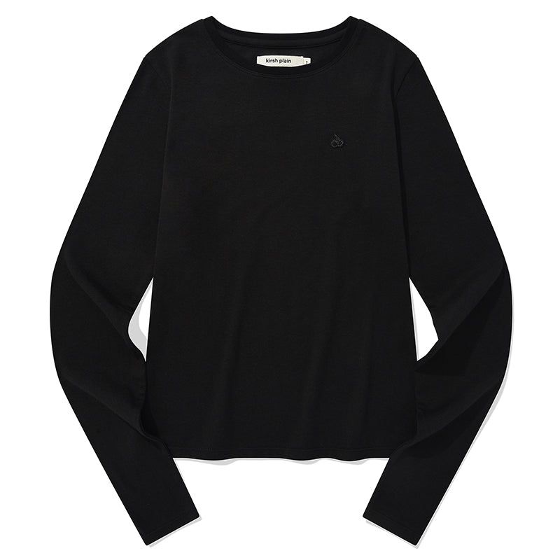 KIRSH PLAIN ROUND FITTED T-SHIRT [BLACK]
