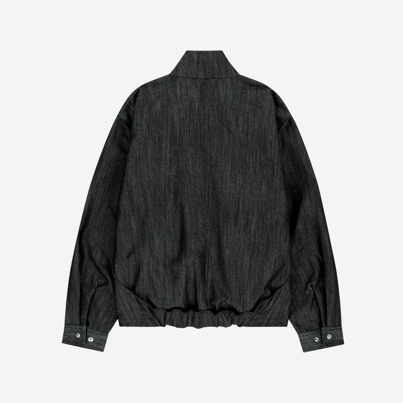 Metal Denim Bomber Jacket / Black