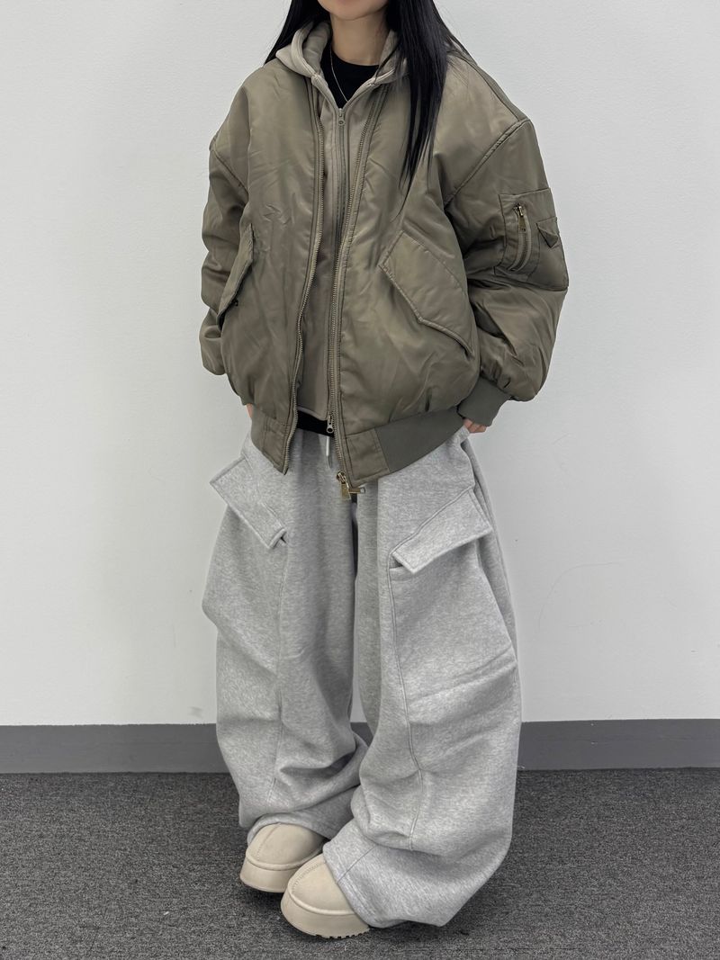 rib fleece sweat pants
