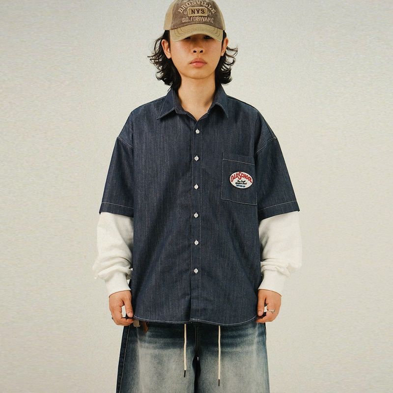 SEMIKAJI(セミカジ)の「SO Old Shcool Layered Denim Shirts(Tops)」