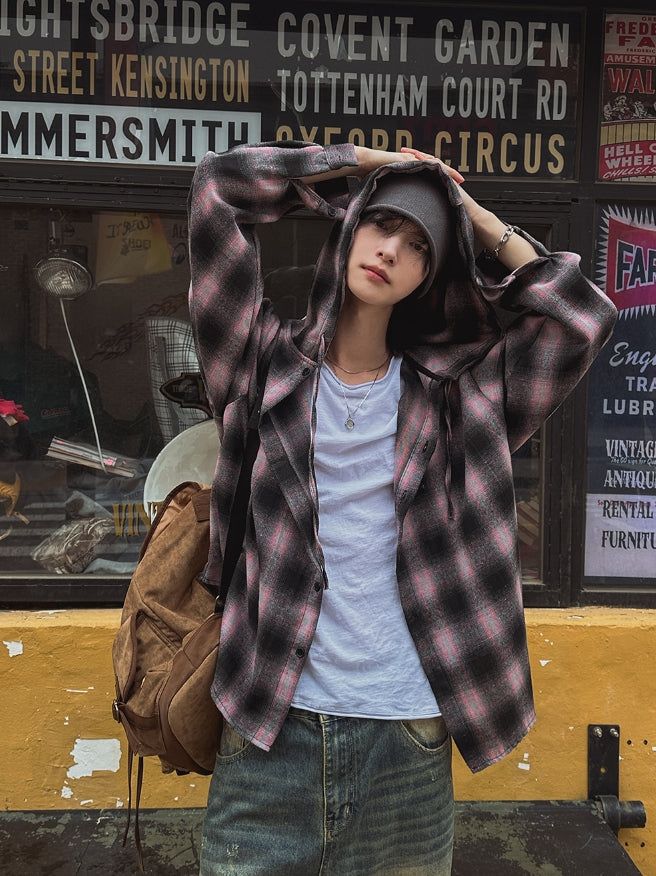 Kant Check Hooded Shirt