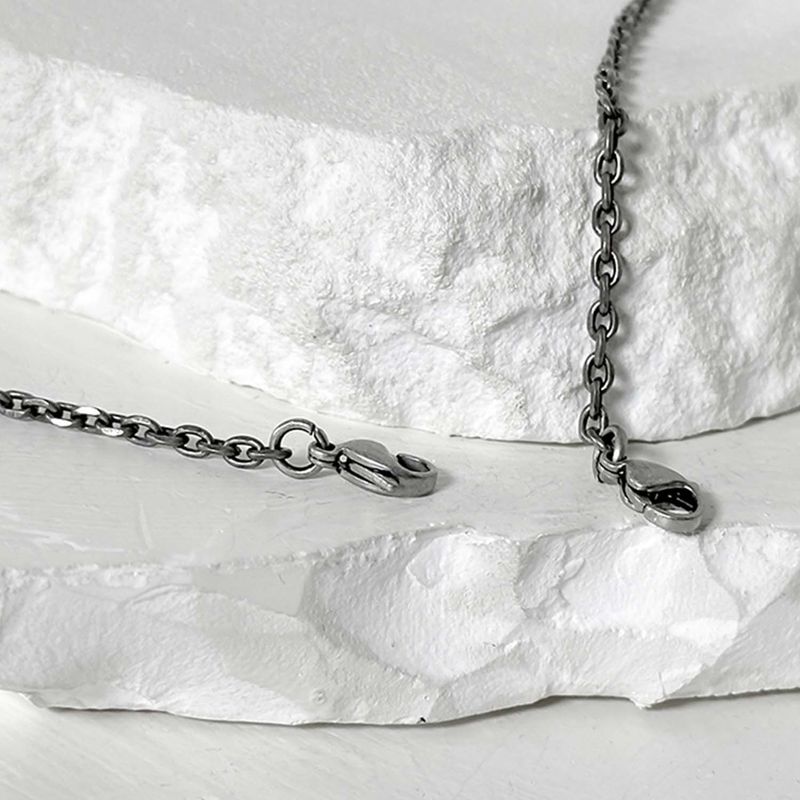 ss-Original mask chain necklace_dark silver