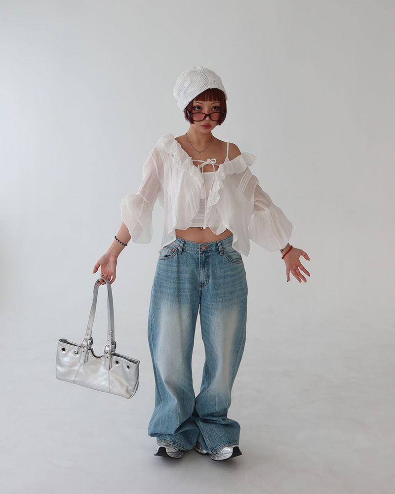 frill bolero cardigan blouse