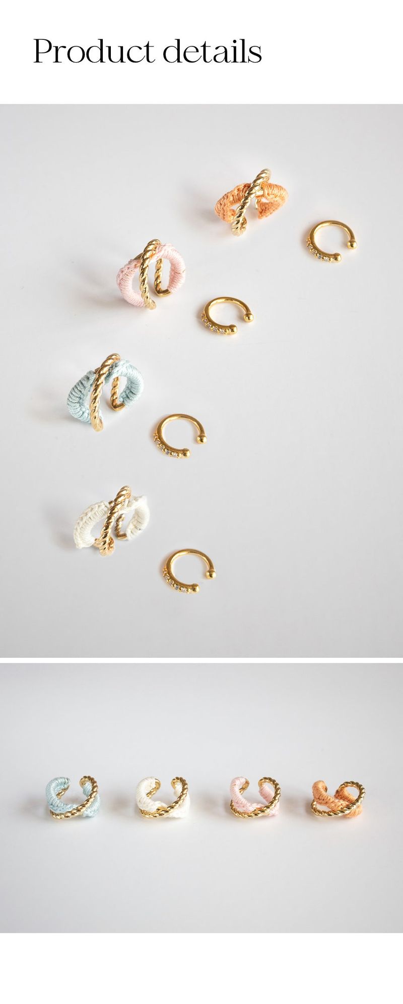 [2set] Knitted cross 'gold' earcuff (4colors)