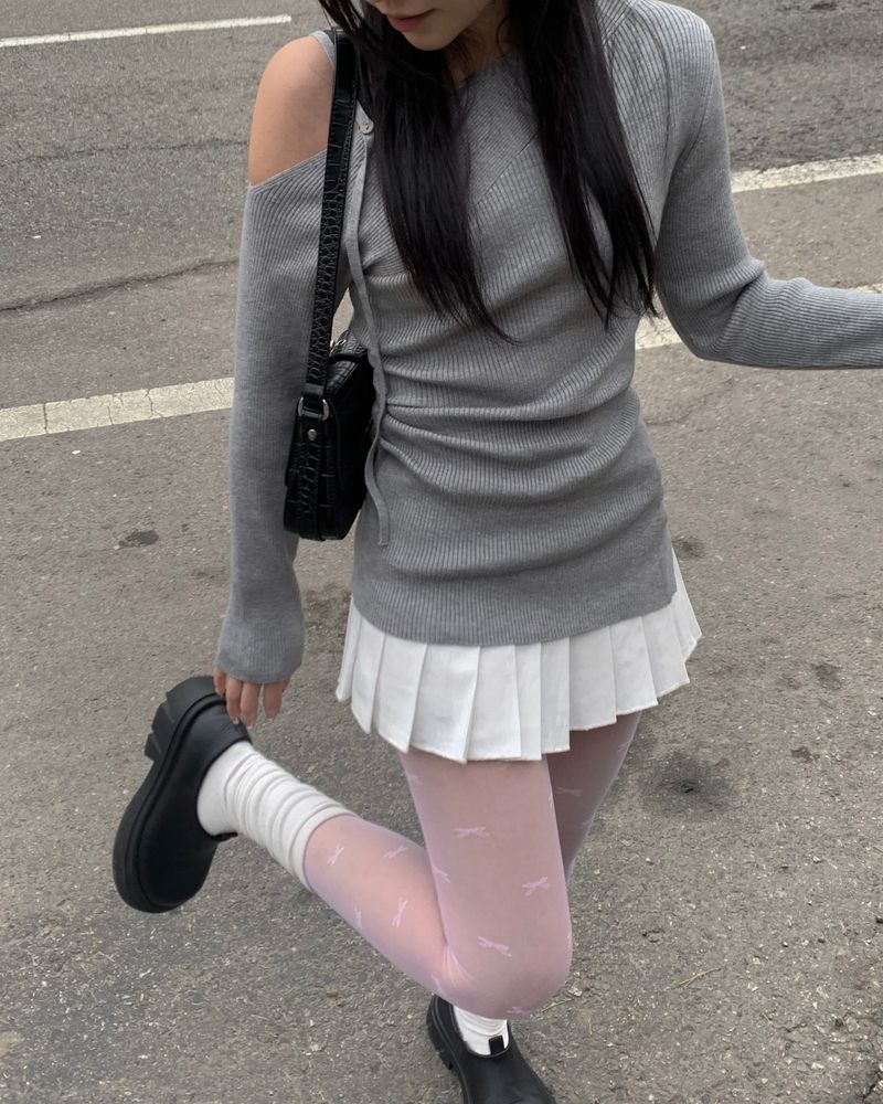Button pleated skirt pants