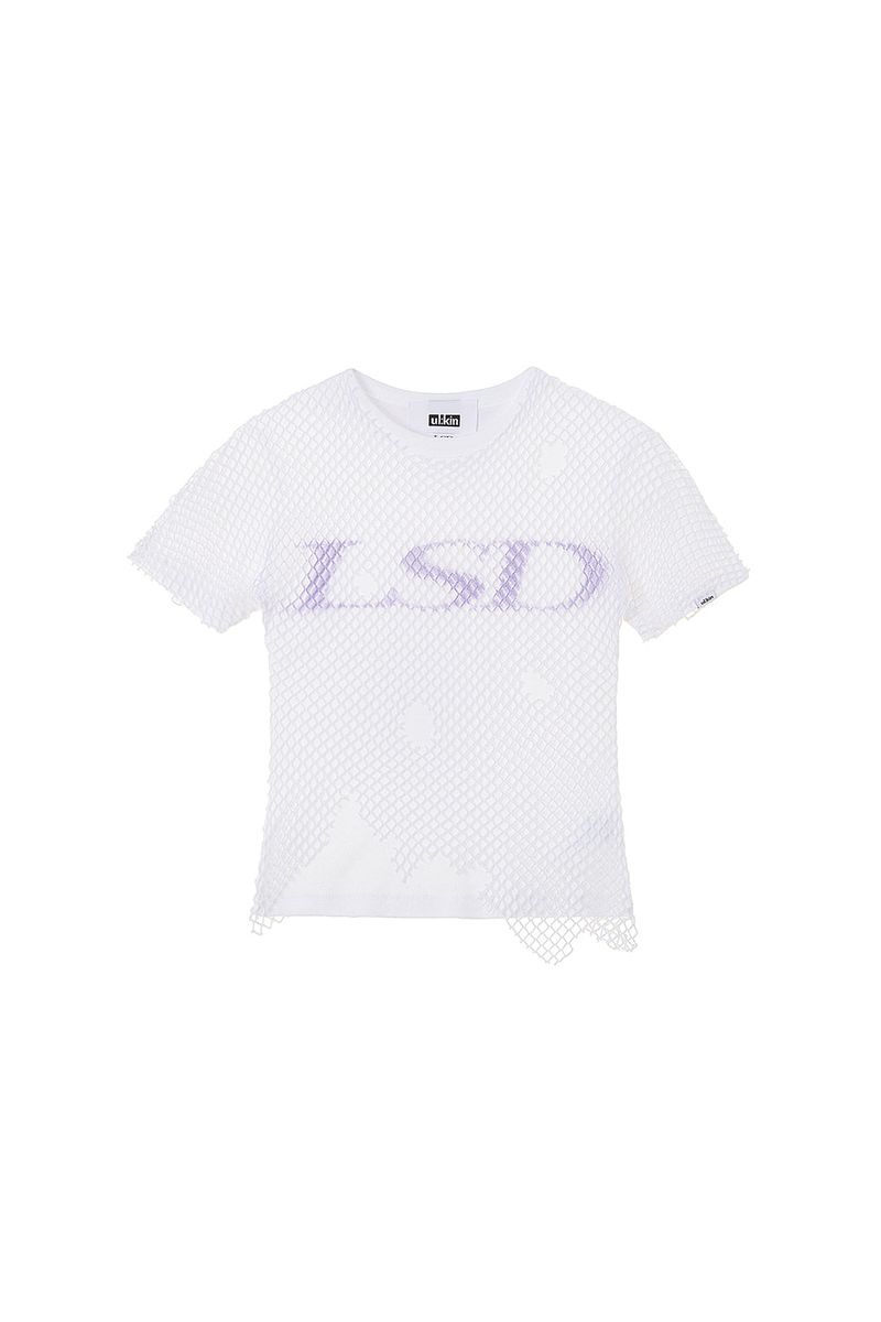 ULKIN（オルキン）の「[23SS LSD COLLECTION] Mesh Layered Tight T-Shirt_White（Tops）」