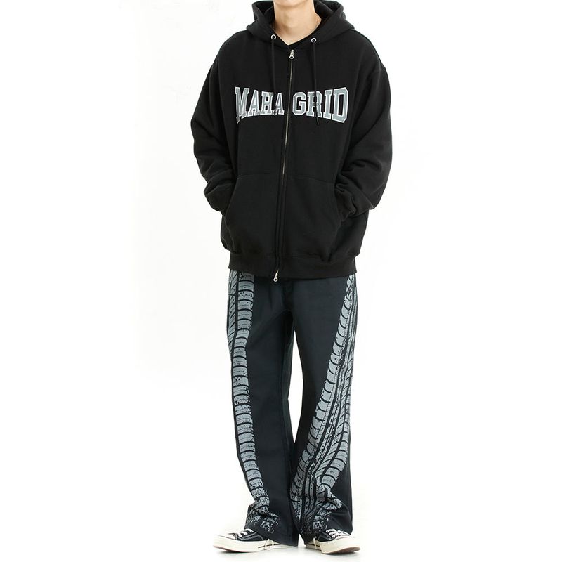 APPLIQUE ZIP UP HOODIE