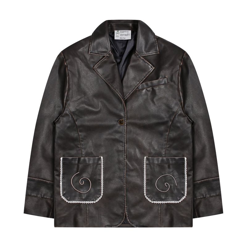 XTONZ（エクストンズ）の「WXJ016 Spiral Washed Leather One Button Blazer (BLACK)（Jackets/Outerwear）」