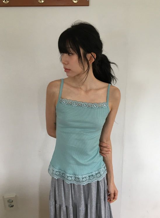 BAON（バオン）の「Yoka Lace Ribbed Layered String Sleeveless（Tops）」